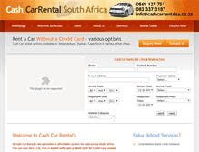 Tablet Screenshot of cashcarrentalsa.co.za